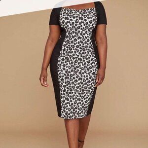 Black and White Leopard Bodycon Dress (Plus sized)